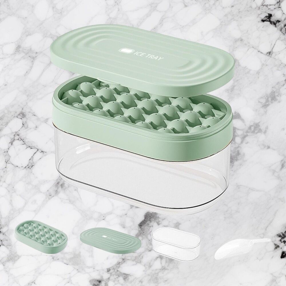 2 Silicone Ice Cube Trays with Lid and 1  Bin and Scoop